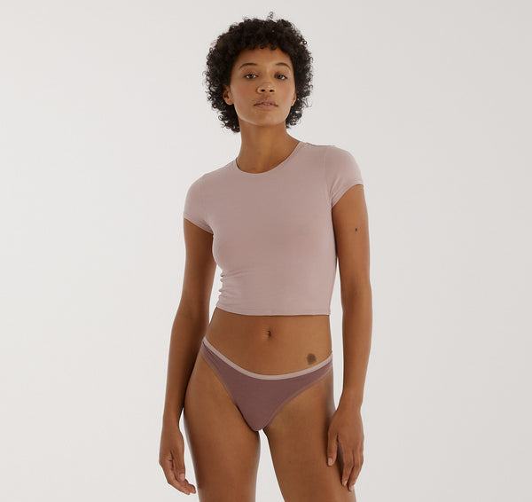 Organic Basics Core Thong 6-Pack Rose Wood
