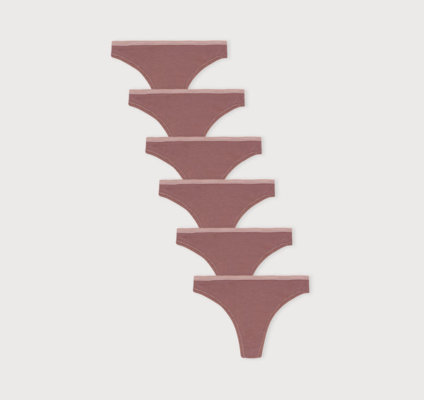 organic basics Core Thong 6-Pack Rose Wood