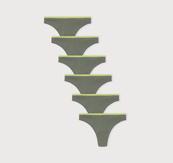 organic basics Core Thong 6-Pack Seaweed