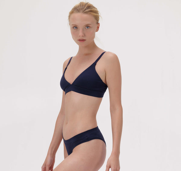 organic basics Core Triangle Bra Navy