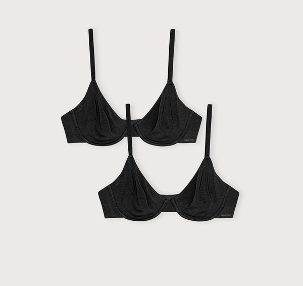 organic basics Core Unlined Demi Bra 2-Pack Black