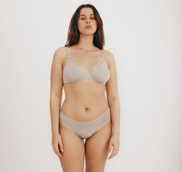 Organic Basics Core Unlined Demi Bra Grey Melange
