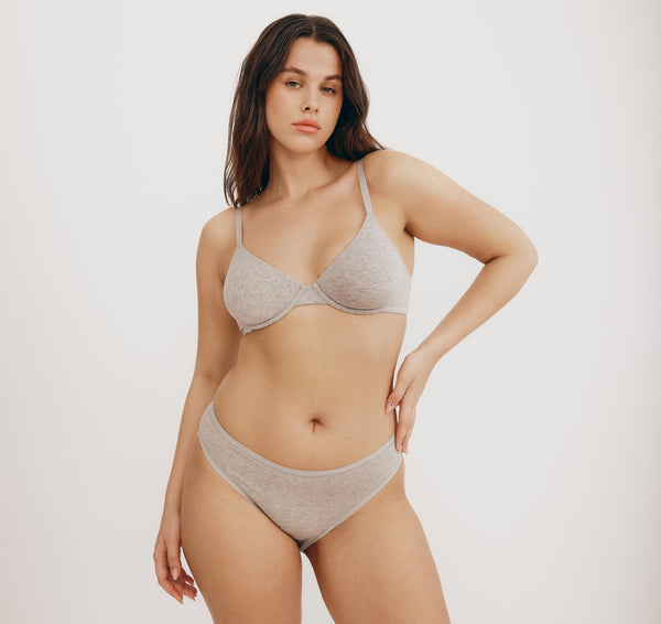 organic basics Core Unlined Demi Bra Grey Melange