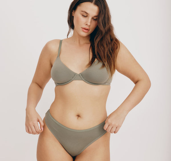 Organic Basics Core Unlined Demi Bra Seaweed