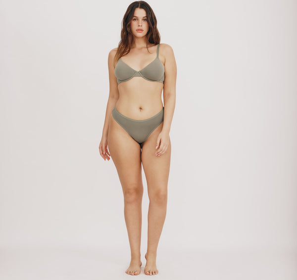 organic basics Core Unlined Demi Bra Seaweed