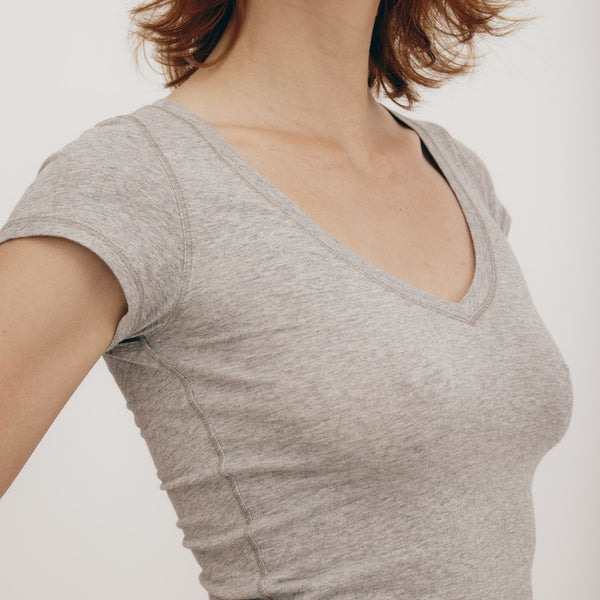 organic basics Core V Baby Tee Grey