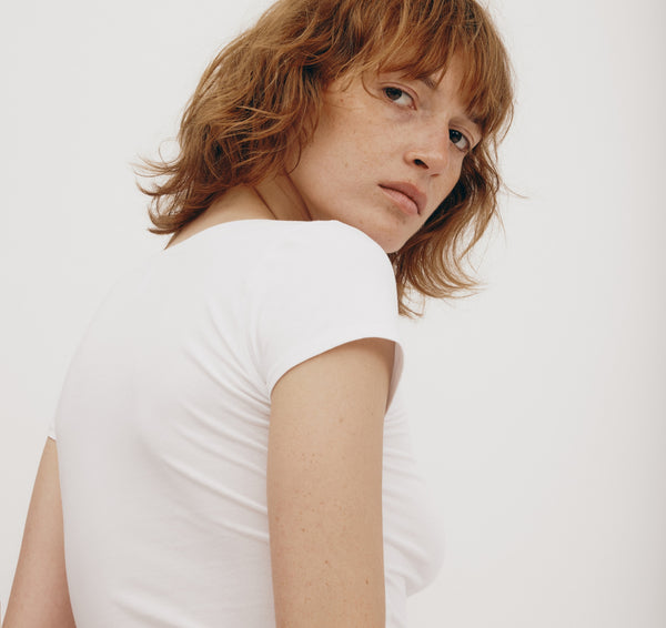 Organic Basics Core V Baby Tee White