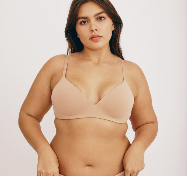 organic basics Core Wireless Plunge Bra Hazelnut