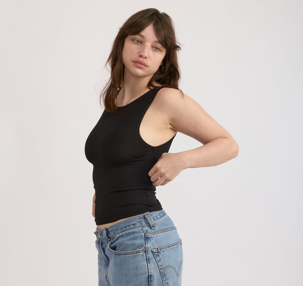 Organic Basics Everyday Boat Neck Top Black