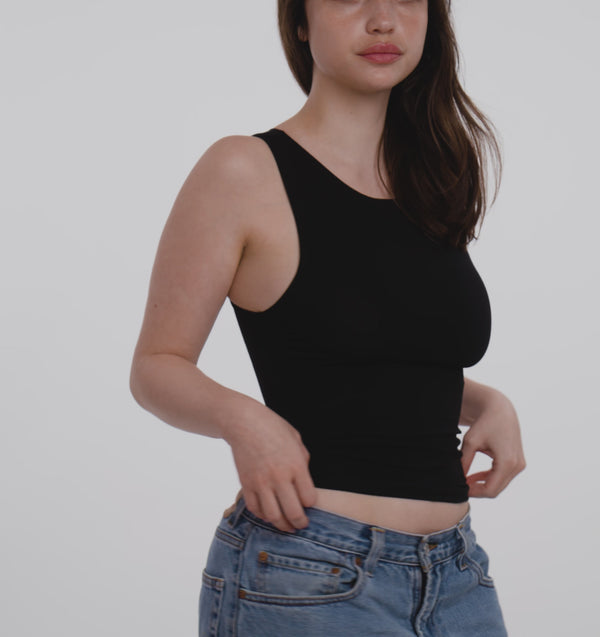 Organic Basics Everyday Boat Neck Top Black