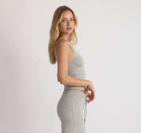 Organic Basics Everyday Boat Neck Top Grey Melange