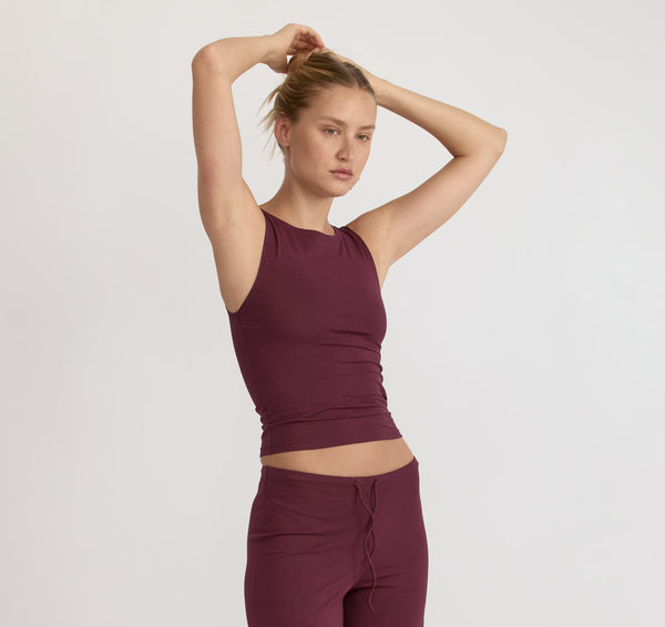 Organic Basics Everyday Boat Neck Top Plum