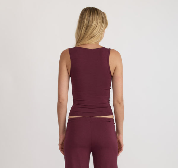 Organic Basics Everyday Boat Neck Top Plum