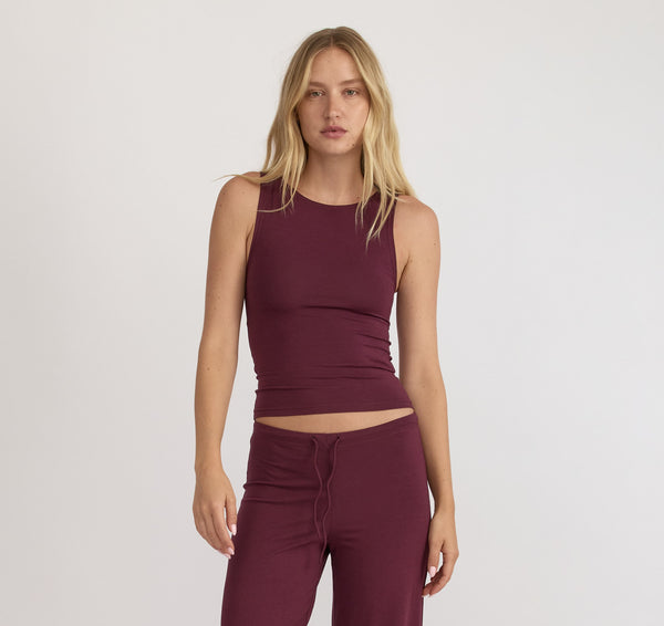 organic basics Everyday Boat Neck Top Plum