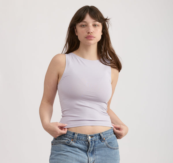 organic basics Everyday Boat Neck Top Soft Lilac