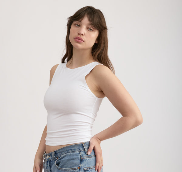 Organic Basics Everyday Boat Neck Top White