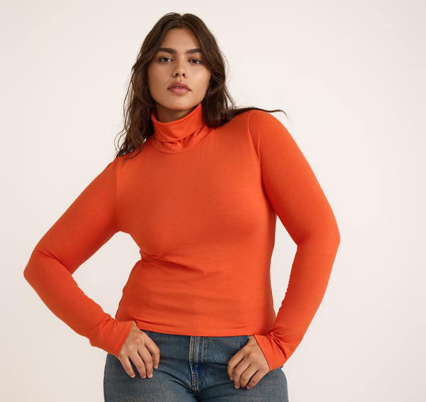 organic basics Everyday Turtleneck Tangerine