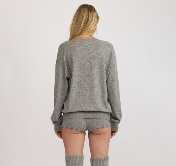 Organic Basics Fine Knit Shorts Dark Grey Melange