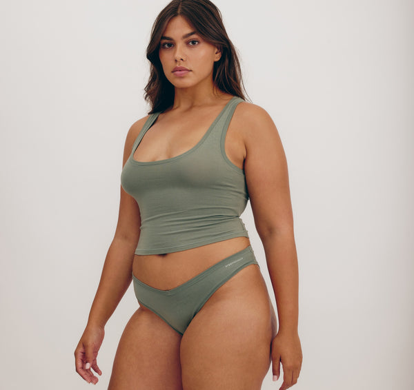 Organic Basics Flex Cheeky Briefs Seaweed