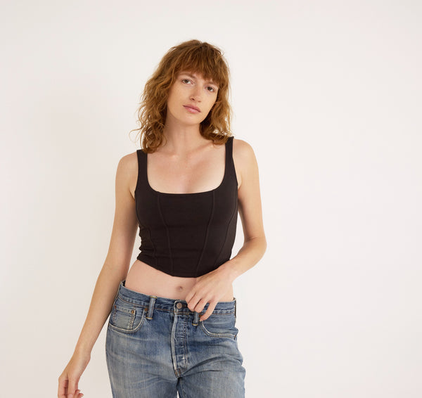 organic basics Flex Corset Top Black
