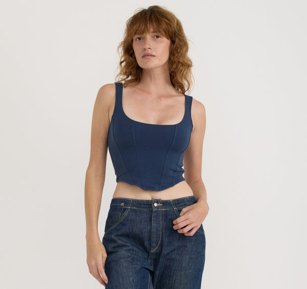 organic basics Flex Corset Top Midnight Blue