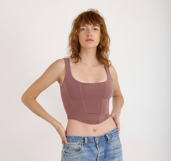 organic basics Flex Corset Top Rose Wood