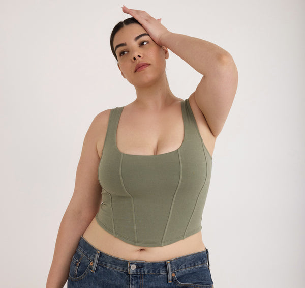 Organic Basics Flex Corset Top Seaweed