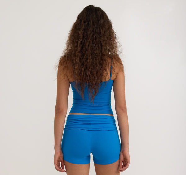 Organic Basics Flex Foldover Shorts Azure Blue