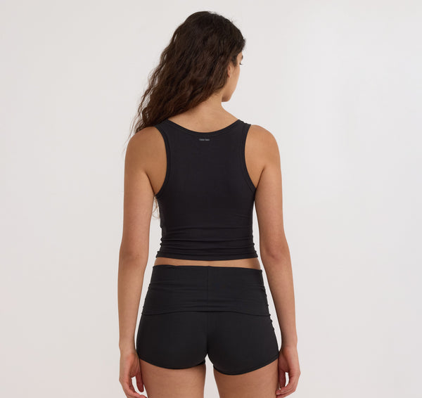Organic Basics Flex Foldover Shorts Black