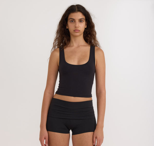 organic basics Flex Foldover Shorts Black