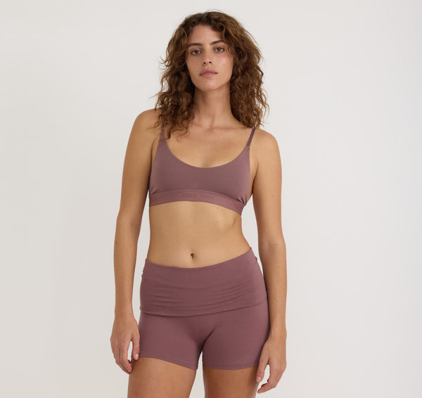 organic basics Flex Foldover Shorts Rose Wood