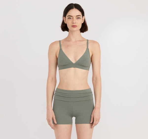 organic basics Flex Foldover Shorts Seaweed