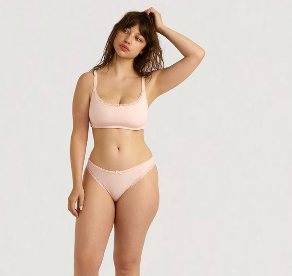 organic basics Flex Lace Scoop Bralette Soft Blush