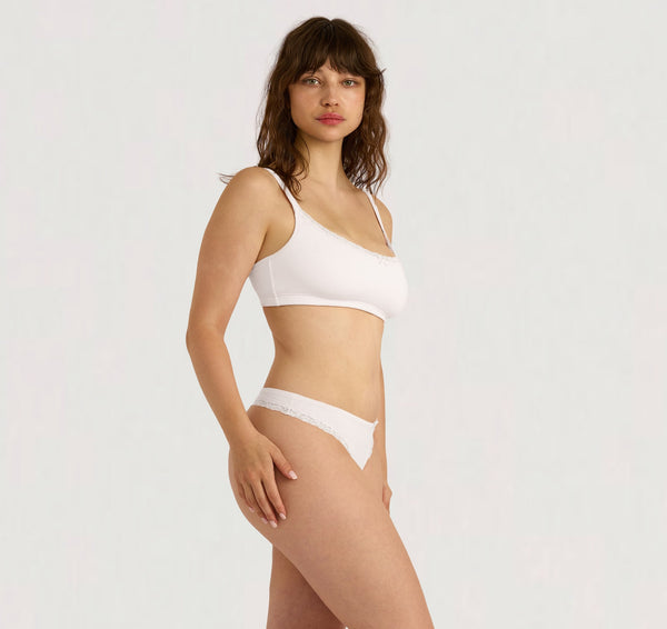 Organic Basics Flex Lace Scoop Bralette White