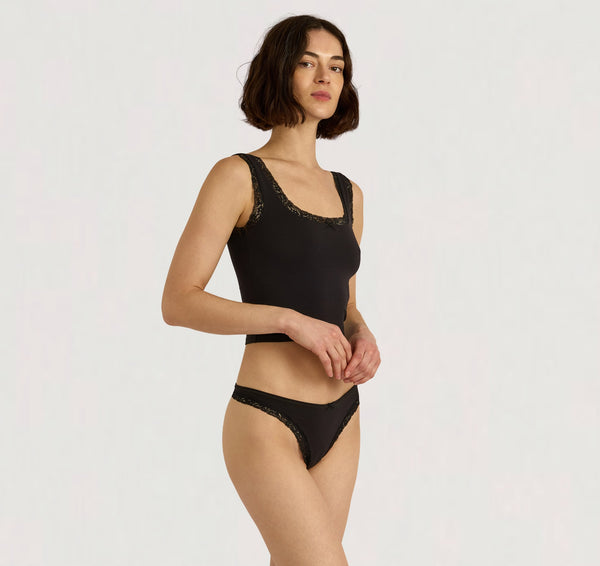 Organic Basics Flex Lace Tank Top Black