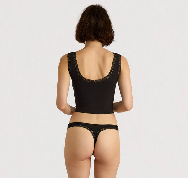 Organic Basics Flex Lace Tank Top Black