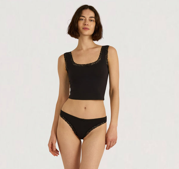 organic basics Flex Lace Tank Top Black