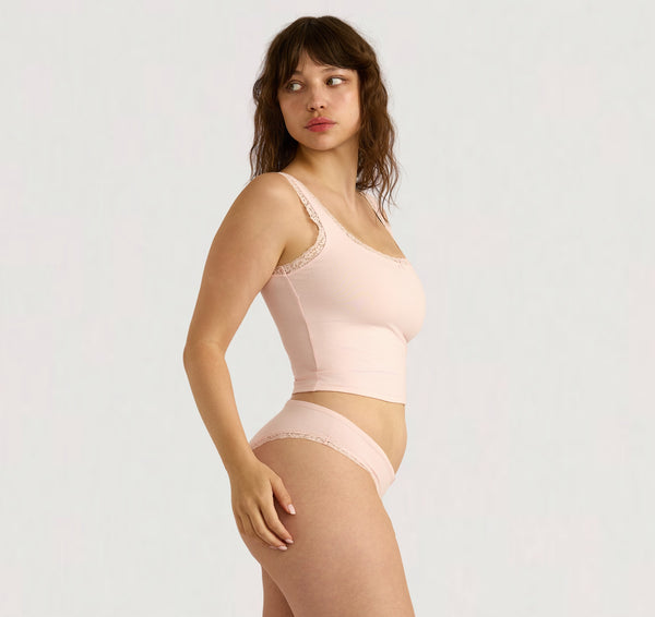 Organic Basics Flex Lace Tank Top Soft Blush