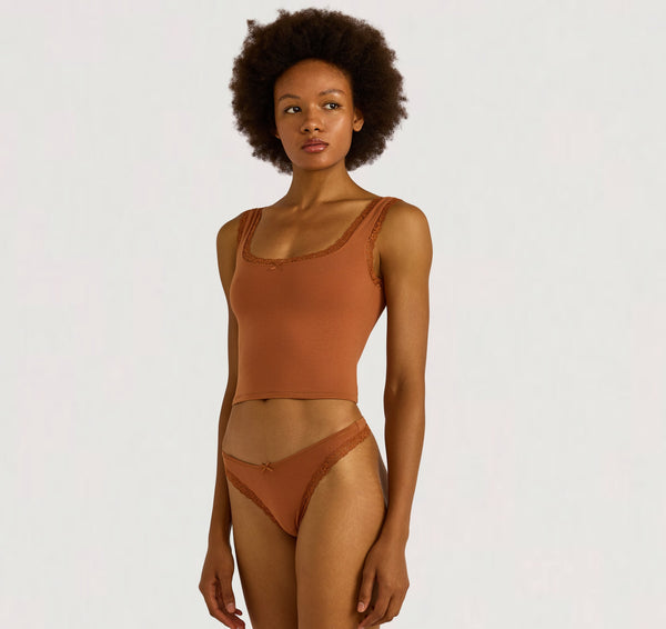 Organic Basics Flex Lace Tank Top Wood