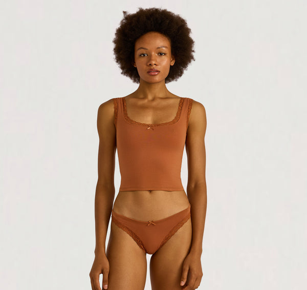 organic basics Flex Lace Tank Top Wood