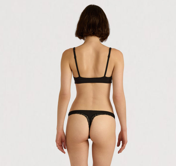 Organic Basics Flex Lace Thong Black