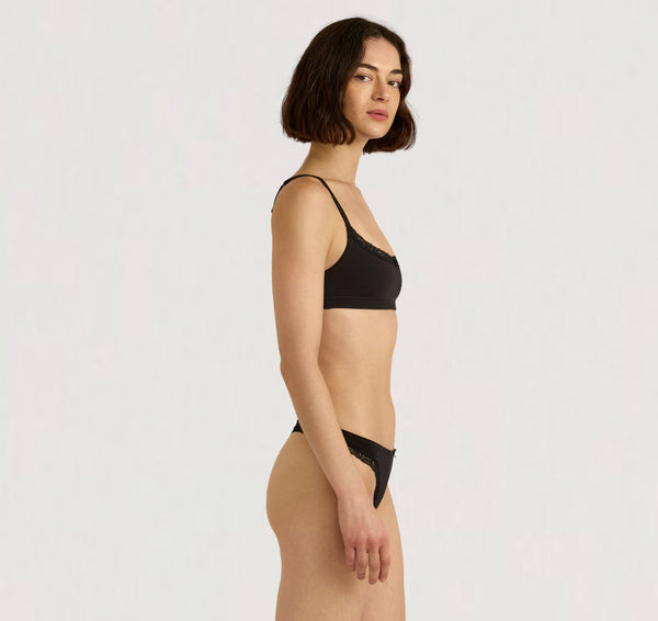 Organic Basics Flex Lace Thong Black