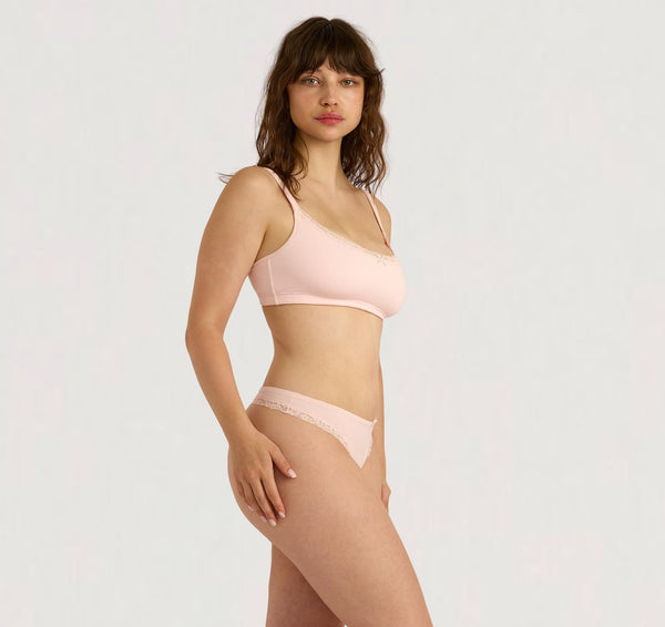 Organic Basics Flex Lace Thong Soft Blush