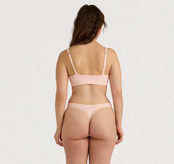 Organic Basics Flex Lace Thong Soft Blush