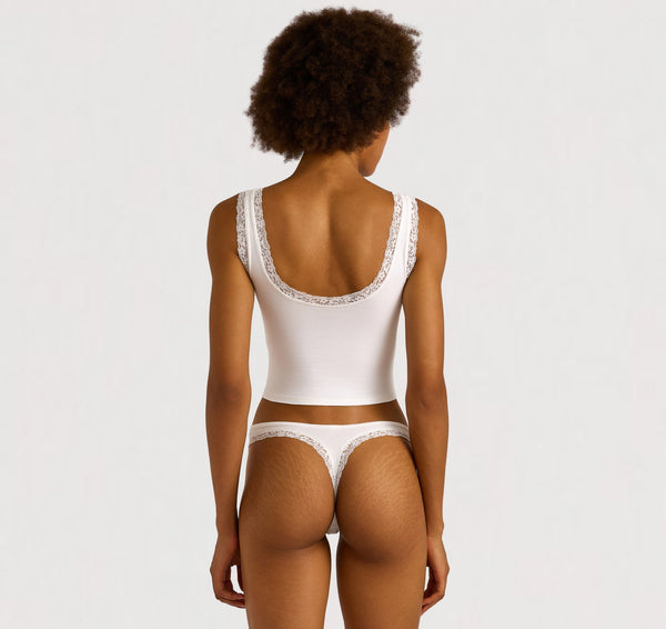 Organic Basics Flex Lace Thong White