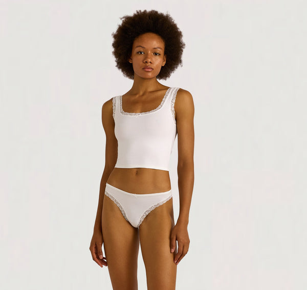 organic basics Flex Lace Thong White