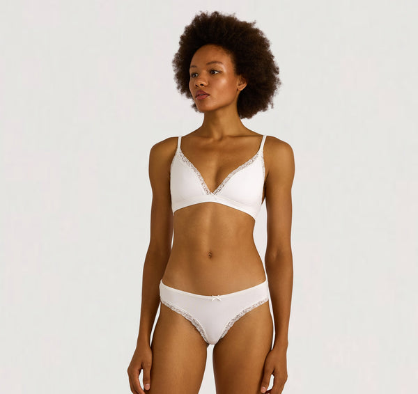 organic basics Flex Lace Triangle Bralette White