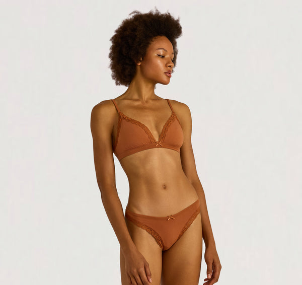 Organic Basics Flex Lace Triangle Bralette Wood
