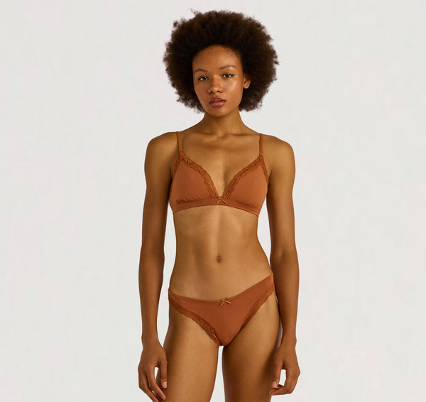 organic basics Flex Lace Triangle Bralette Wood