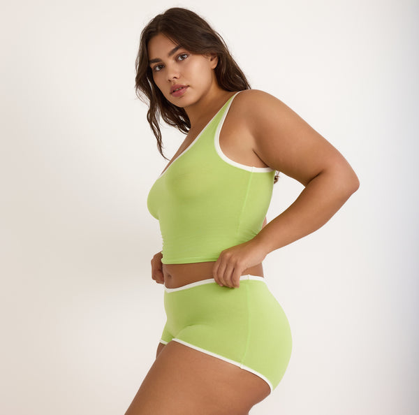 organic basics Flex Shorty Lime